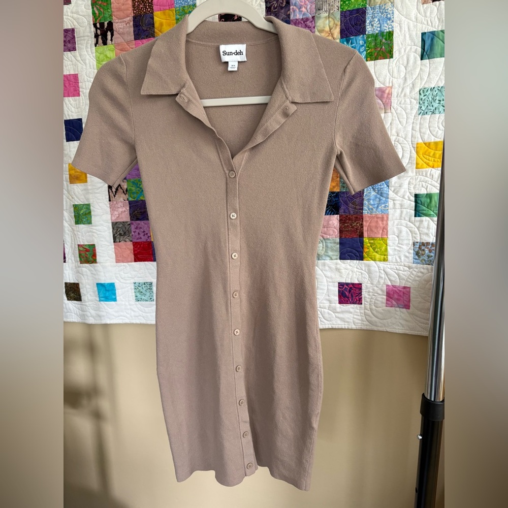 Aritzia Sun-Deh Solid Collar Mini Dress Size XS